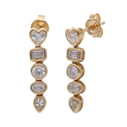 9ct Yellow Gold and Lb Grown Diamond Drop Earrings