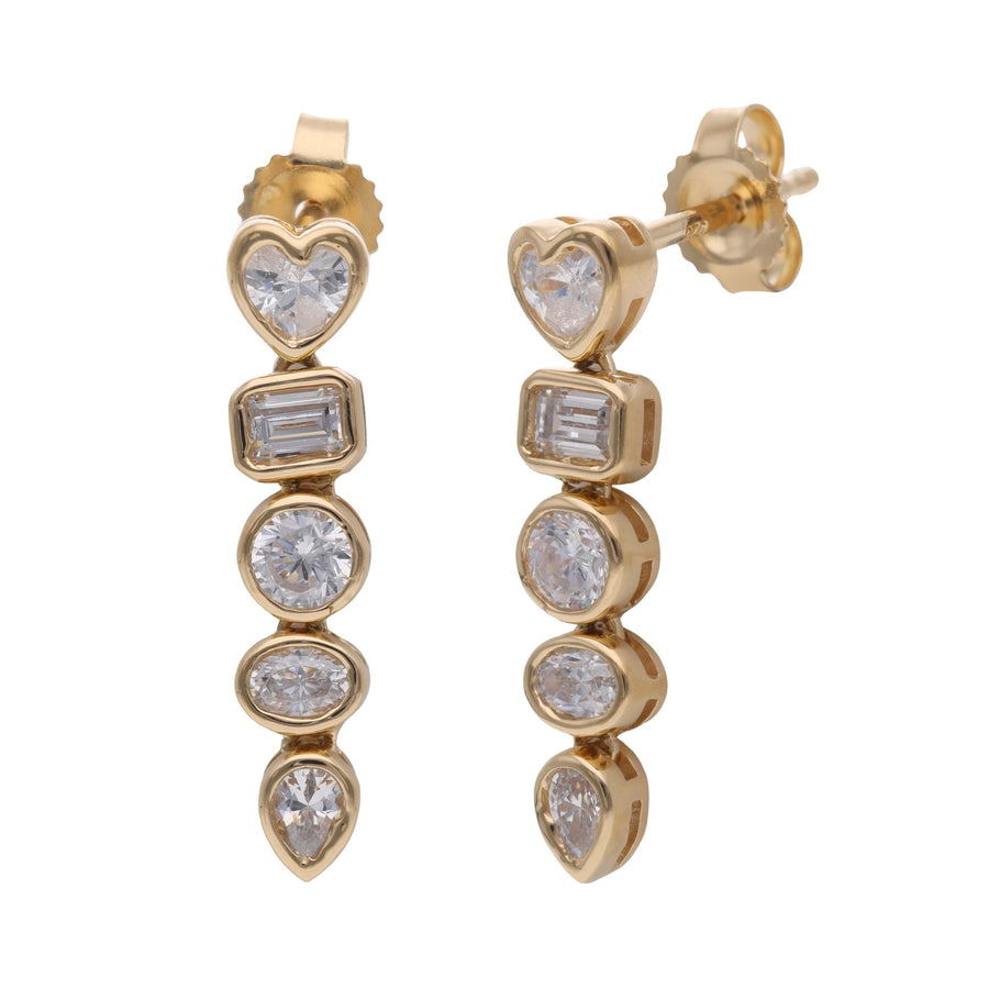 9ct Yellow Gold and Lb Grown Diamond Drop Earrings