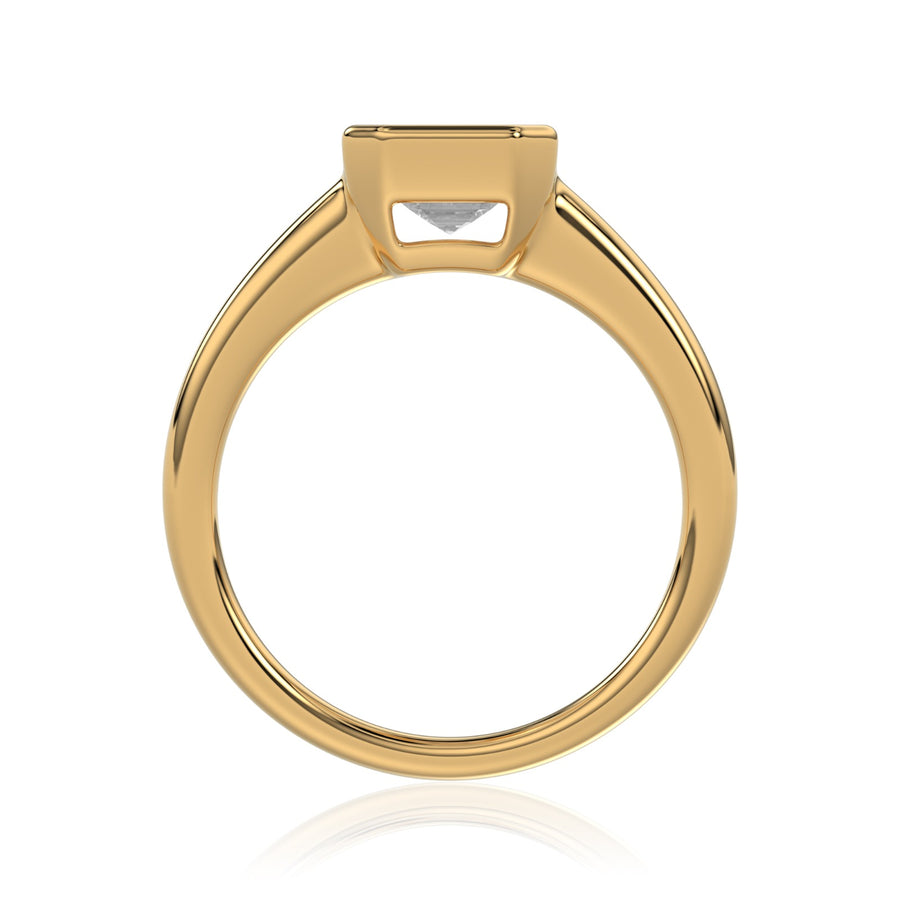 2.00ct Lab Grown Diamond Emerald Cut Bezel Solitaire Ring