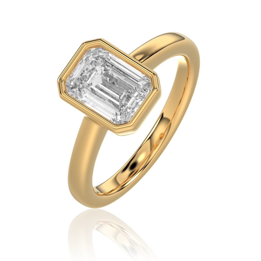 2.00ct Lab Grown Diamond Emerald Cut Bezel Solitaire Ring