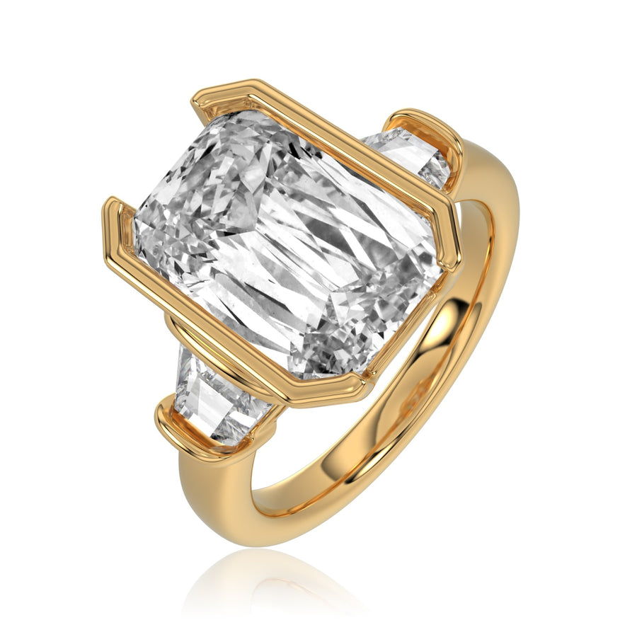 Lab Grown Diamond Criss Cut and Trapezoid Trilogy Ring