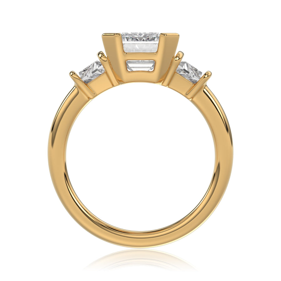 Lab Grown Diamond Criss Cut and Trapezoid Trilogy Ring