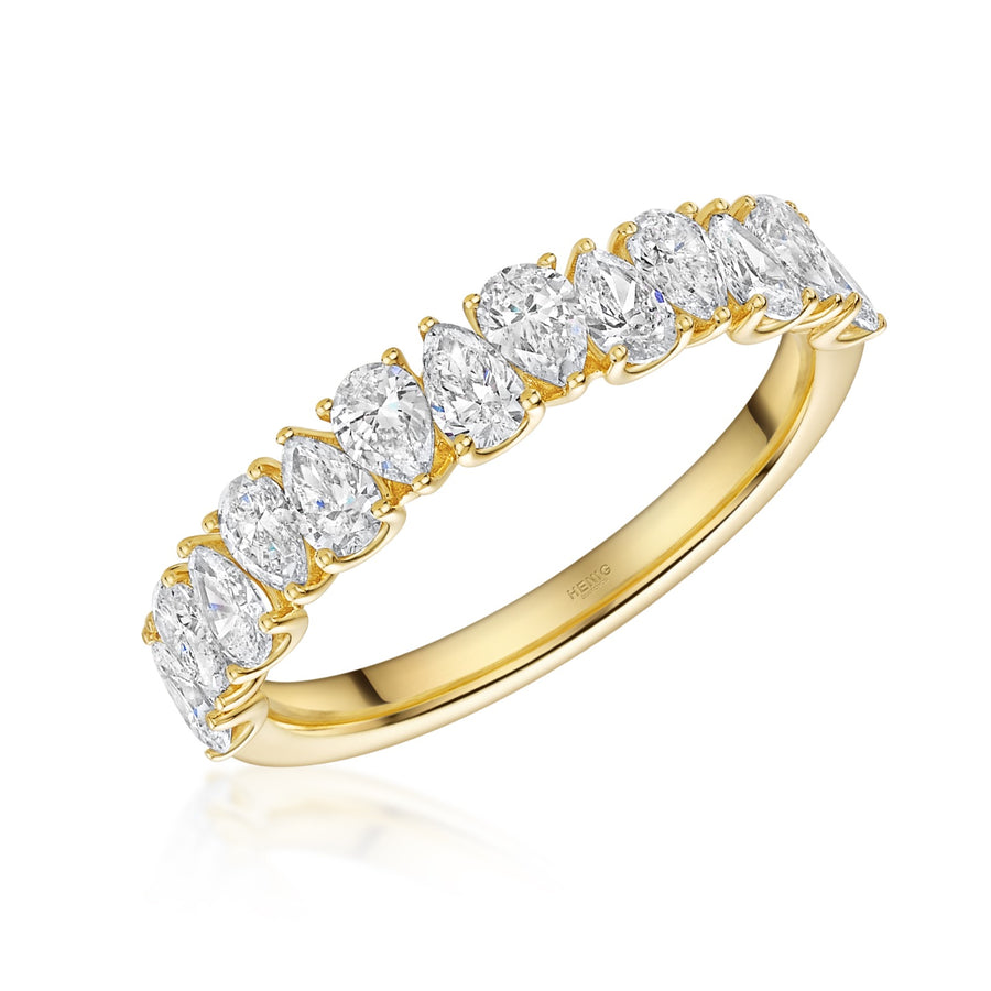 18ct Yellow Gold, Lab Grown Diamond, Pear Cut Eternity Ring