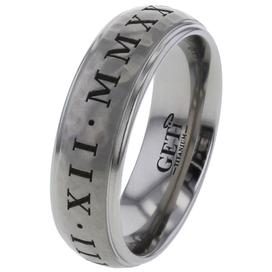 Titanium roman numerals ring