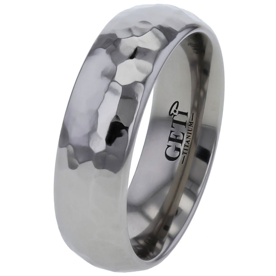 Titanium hammered ring