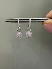 9ct White Gold Round Diamond Hoop Drop Earrings