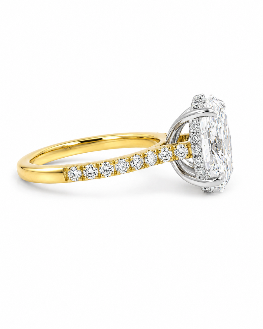 Two Tone Lab Grown 2.50ct Oval Diamond Engagement Ring