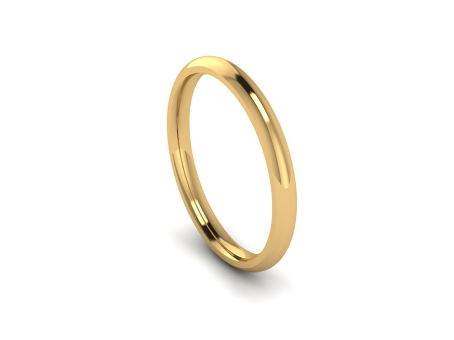 Ladies Yellow Gold 2mm Court Shaped Wedding Ring