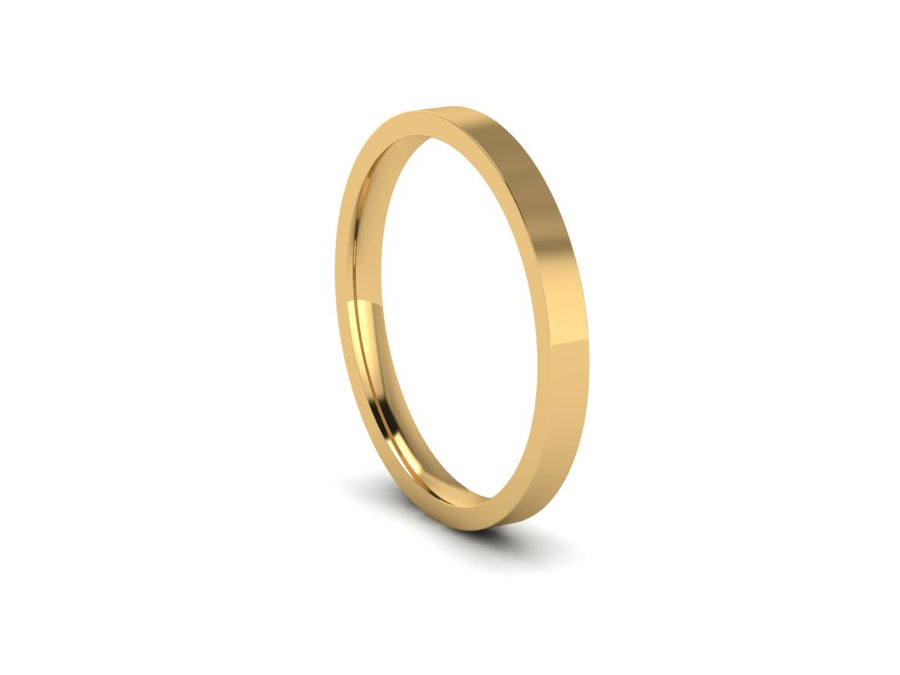 Ladies Yellow Gold 2mm Flat Court Wedding Ring