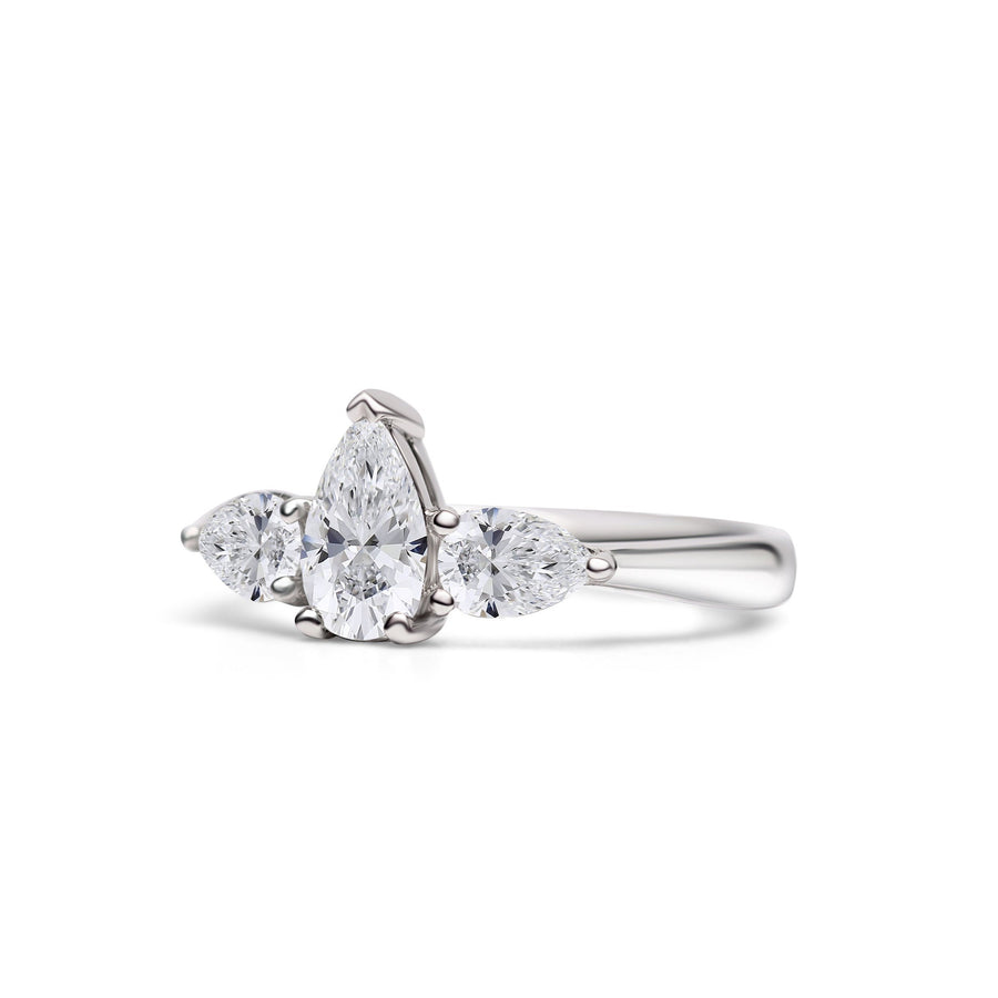 Pear Cut Solitaire With Pear Cut Shoulders Engagement Ring