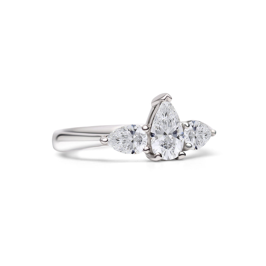 Pear Cut Solitaire With Pear Cut Shoulders Engagement Ring