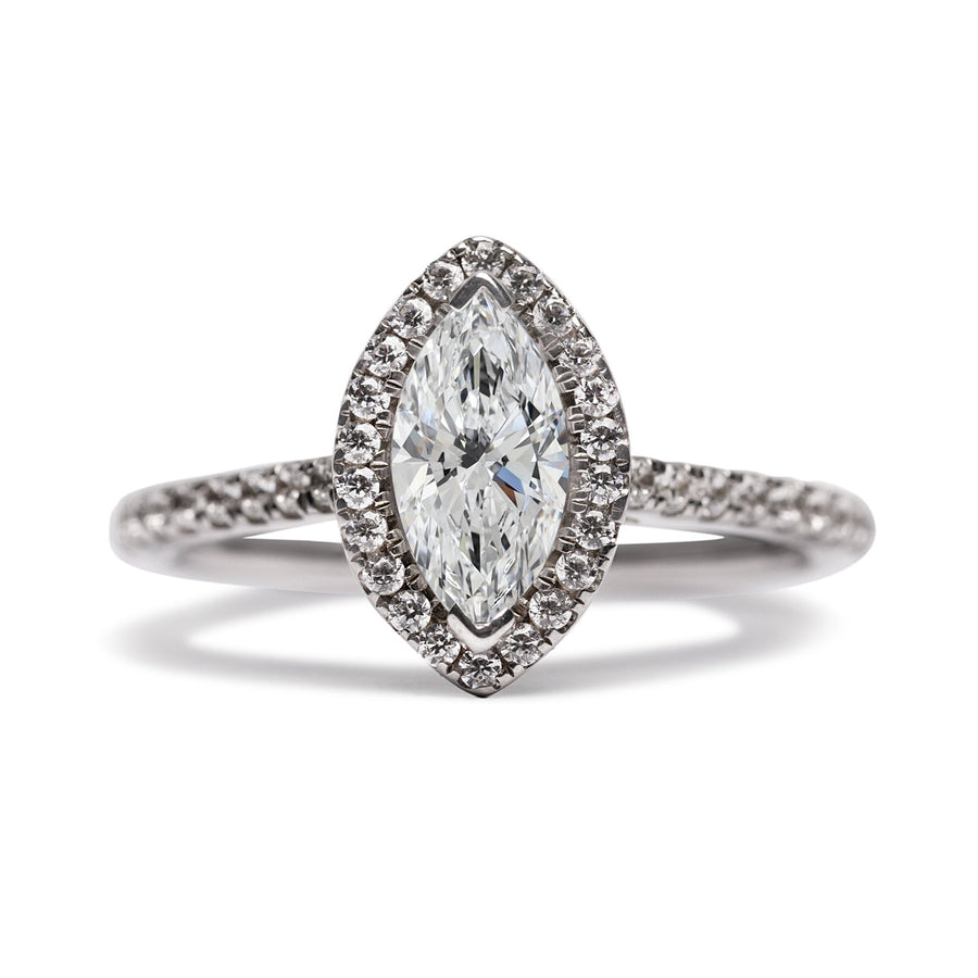 Marquise Diamond Halo Engagement Ring