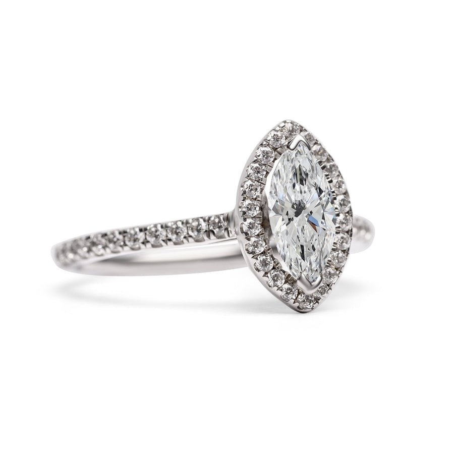 Marquise Diamond Halo Engagement Ring