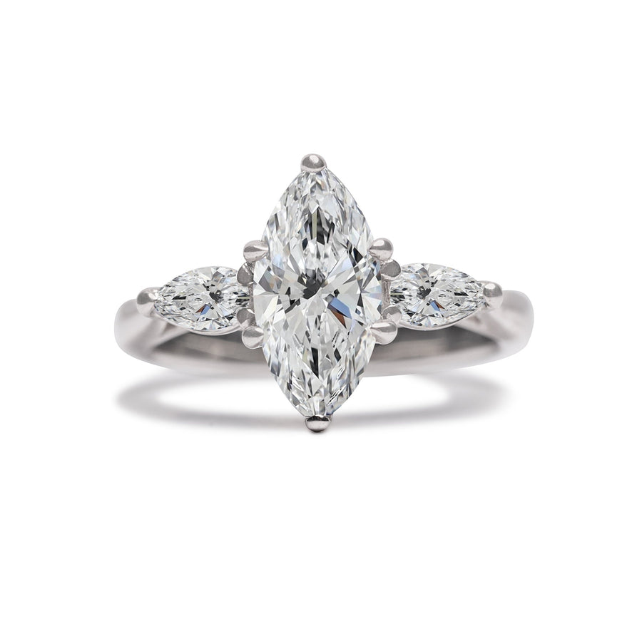 Marquise Solitaire With Pear Cut Shoulders Engagement Ring