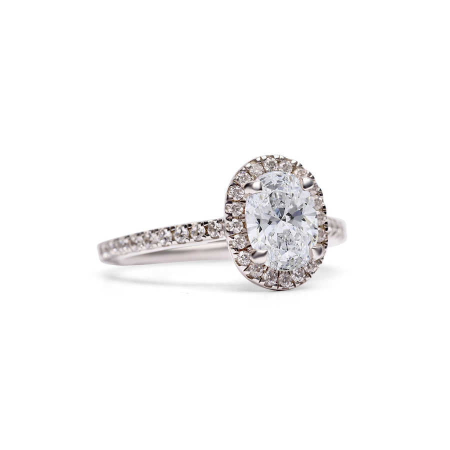 Oval Diamond Halo Engagement Ring