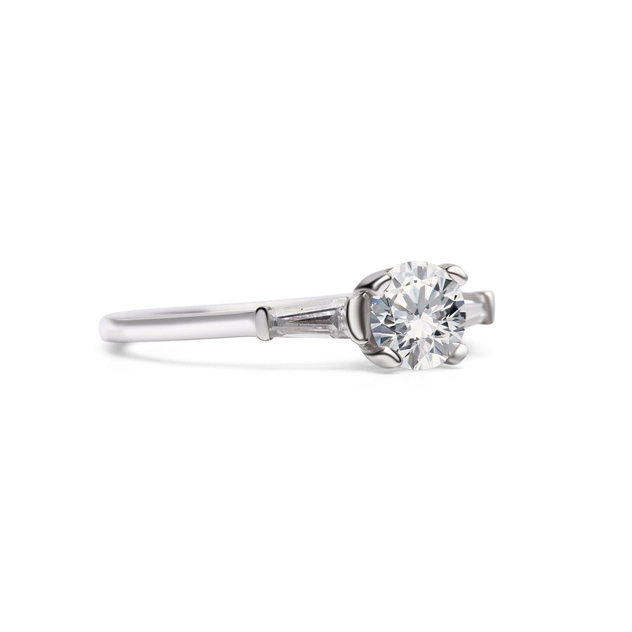 Brilliant Cut With Tapered Baguette Shoulders Engagement Ring