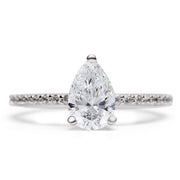 Pear Diamond Solitaire With Diamond Shoulders