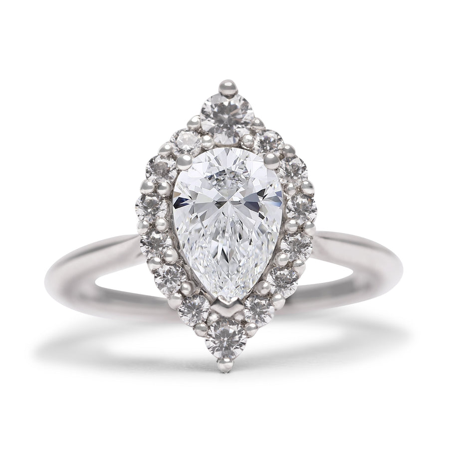 Pear Diamond With Graduating Halo Engagement Ring