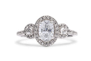 Halo Oval Trilogy Engagement Ring