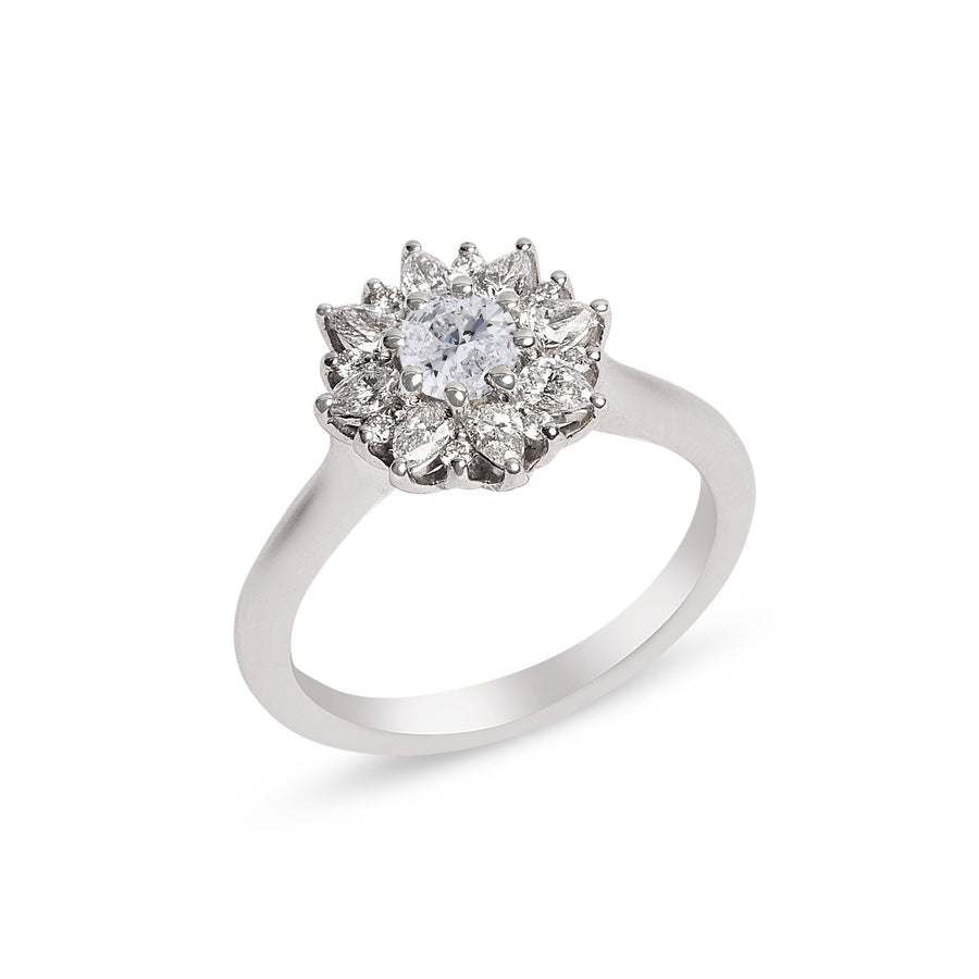 Platinum And Diamond Petal Ring