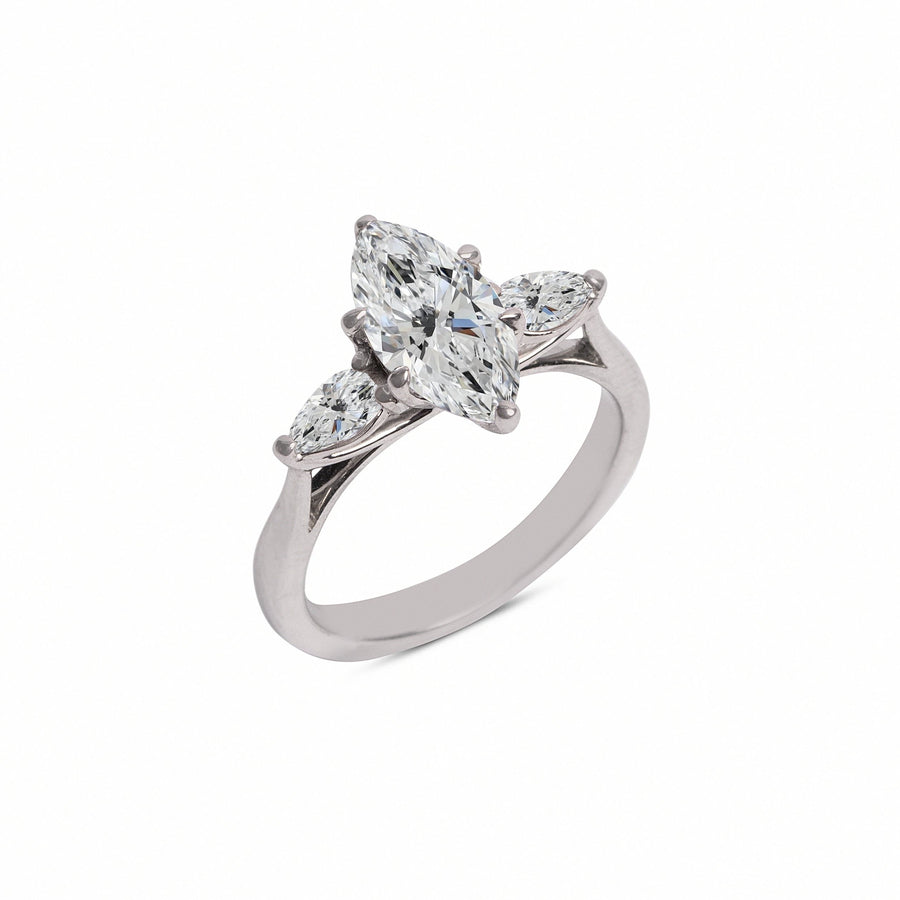 Marquise Solitaire With Pear Cut Shoulders Engagement Ring