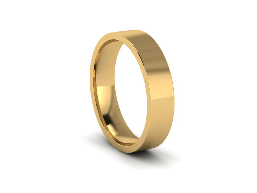 Yellow Gold 4mm Flat Court Shaped Wedding Ring