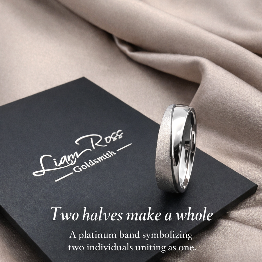 Platinum Wedding Ring with Matt & Polished Finish — Two Halves Make a Whole