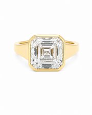 18ct Yellwo Gold 5.00ct Asscher Cut Chunky Bezel Set Solitaire