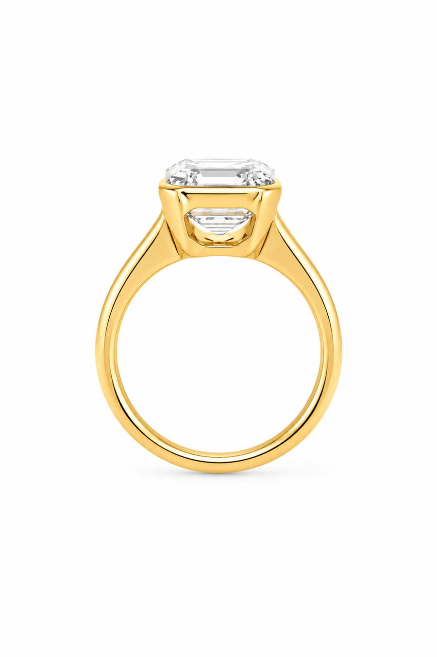 18ct Yellwo Gold 5.00ct Asscher Cut Chunky Bezel Set Solitaire