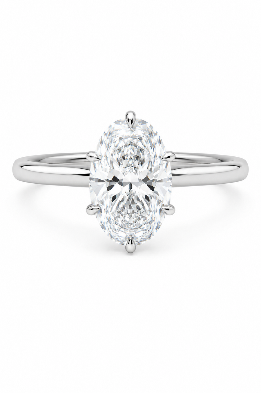 Platinum 1.50ct Lab Grown Oval Diamond 6 Claw Engagament Ring