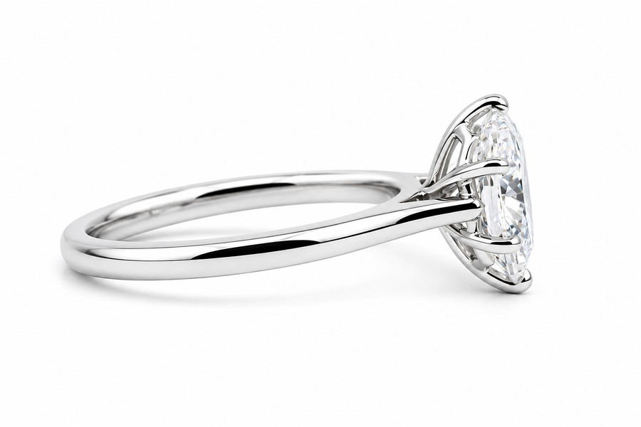 Platinum 1.50ct Lab Grown Oval Diamond 6 Claw Engagament Ring