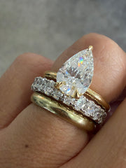 18ct Yellow Gold Pear Cut Lab Grown Diamond Solitaire With Hidden Halo And Talon Claws Engagement Ring