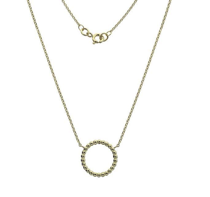 9ct Yellow Gold Bead Circle Pendant