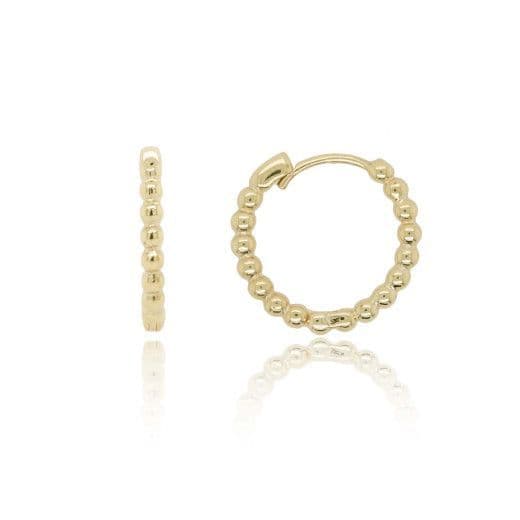 9ct Yellow Gold Beaded Hoops Earrings