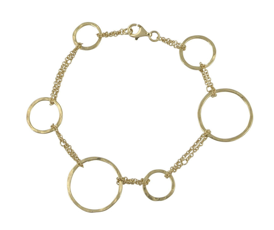 9ct Yellow Gold Hammered Circle Bracelet