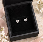 9ct White Gold And Diamond Heart Studs