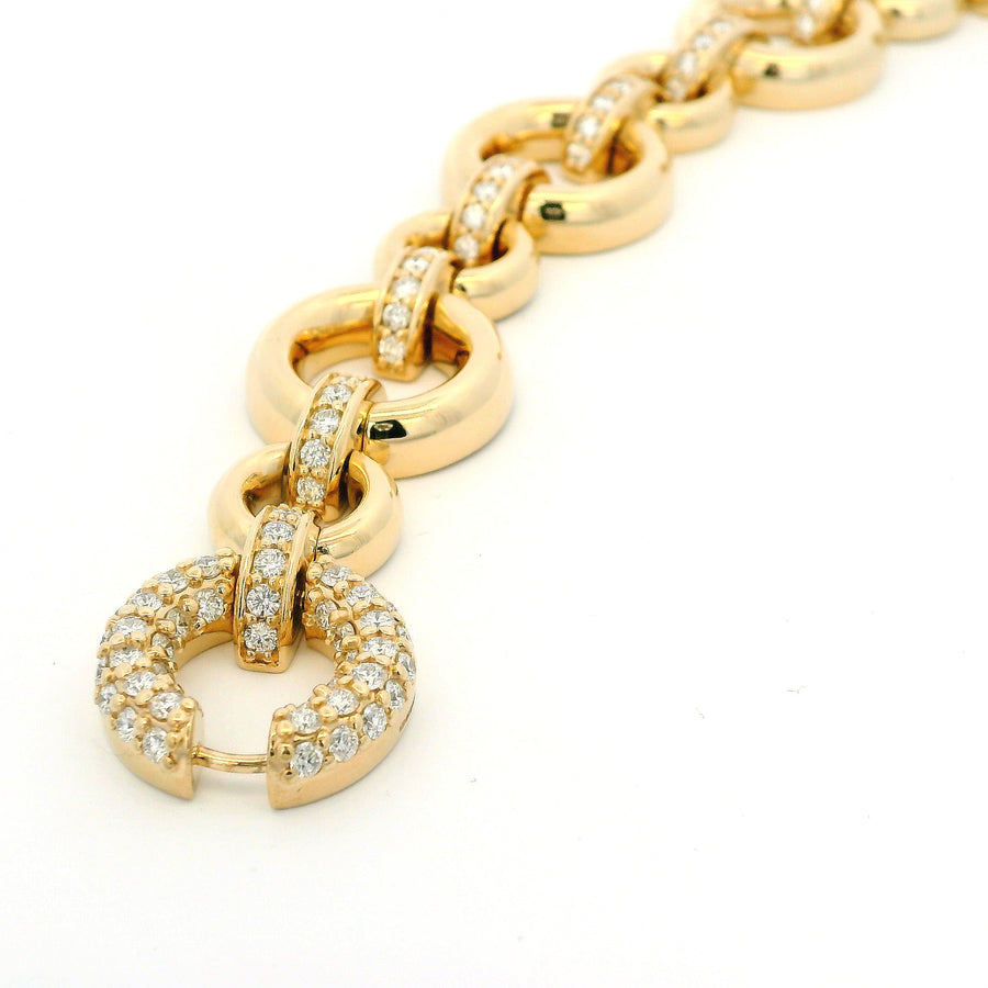 9ct Yellow Gold & Diamond Circle Drop Bracelet