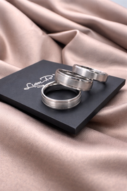 Platinum Chamfered Edge Wedding Ring — Matt Centre & Polished Edge