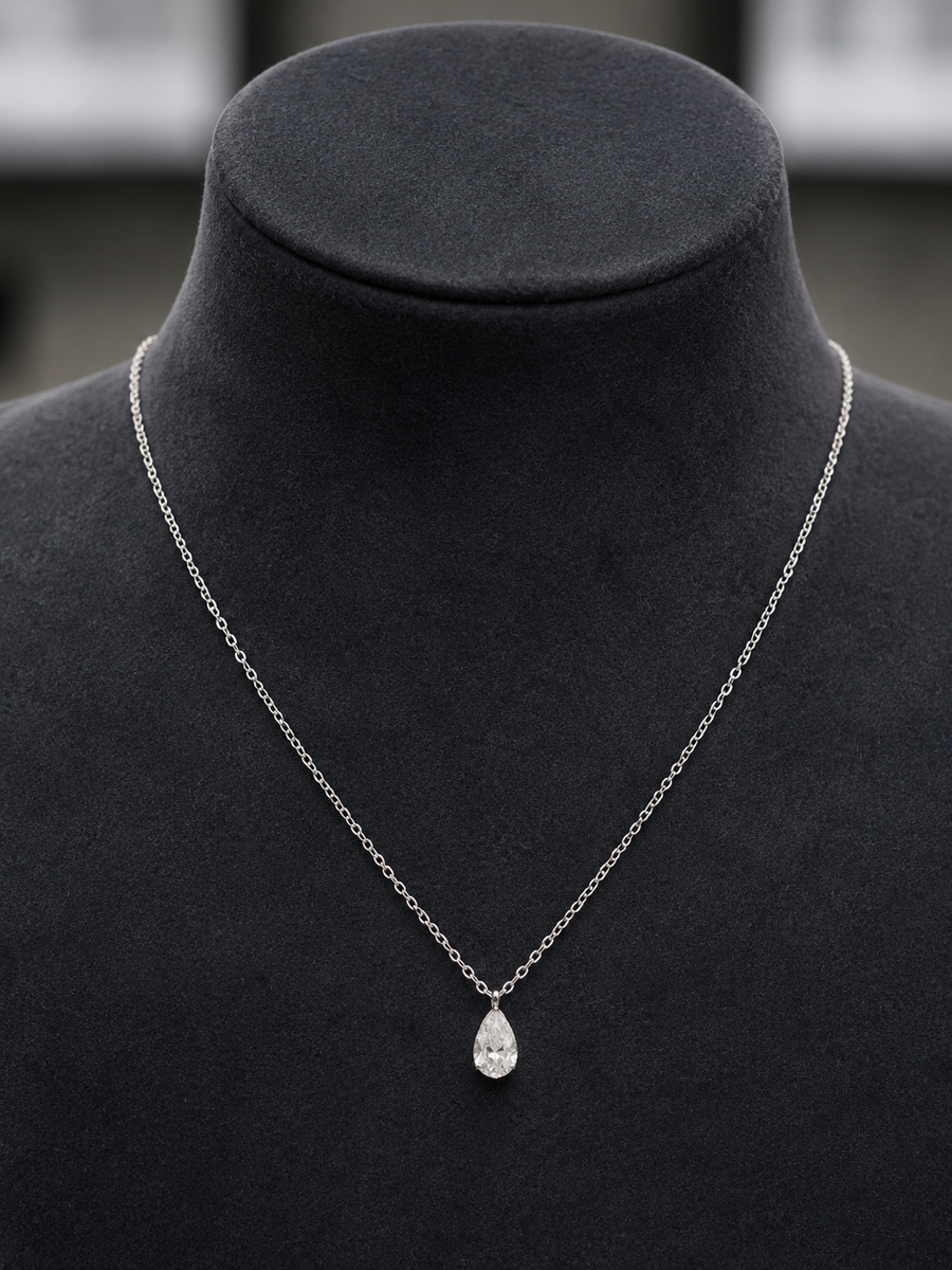 18ct White Gold Pear Cut Lab Grown Diamond Floating Pendant