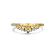 18ct yellow gold double row diamond tiara wedding band ring