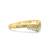 18ct yellow gold double row diamond tiara wedding band ring