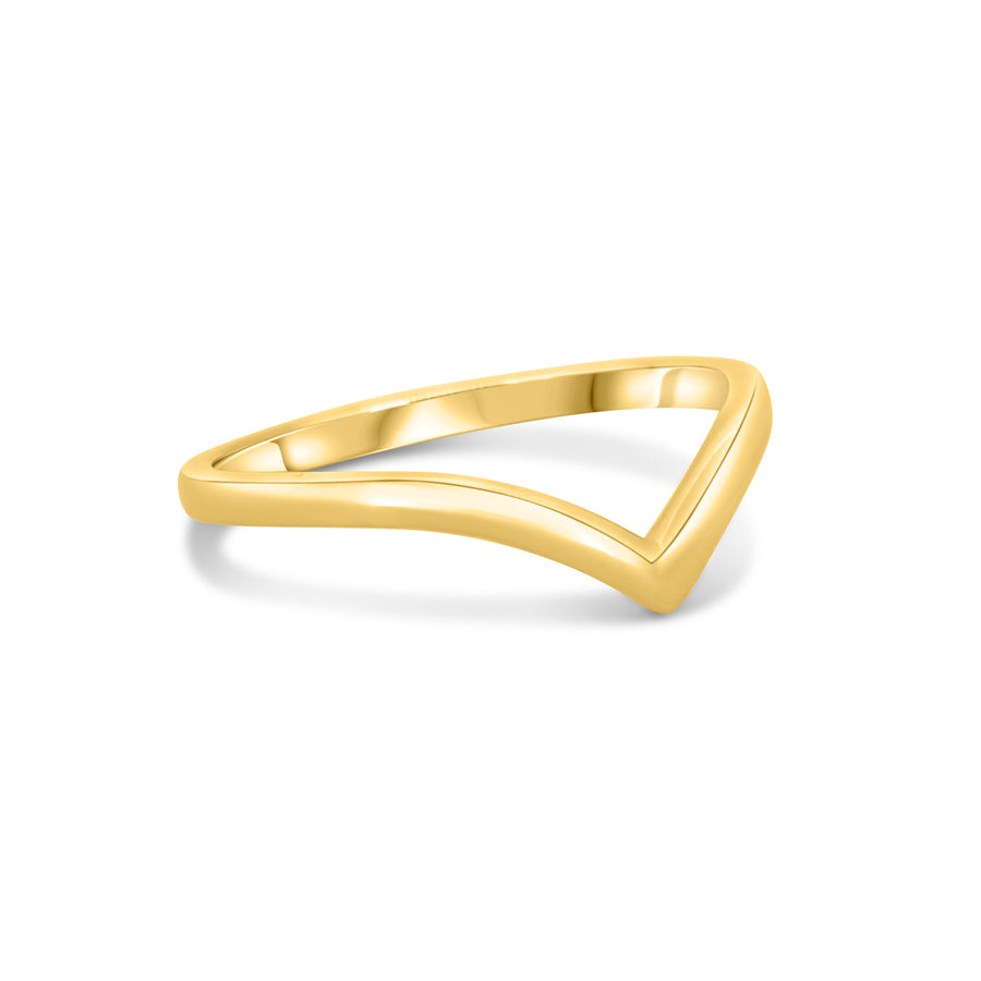 18ct yellow gold plain chevron band