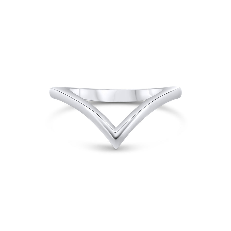 Ladies platinum wishbone shaped wedding ring