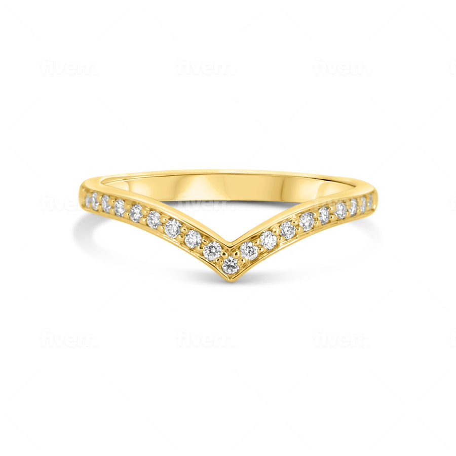 18ct Yellow Gold Wishbone Diamond Wedding ring.