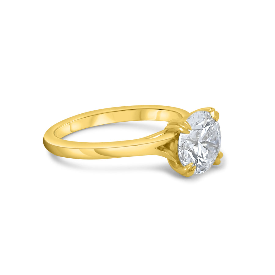 18ct Yellow Gold 2.00ct Lab Grown Diamond Solitaire With Double Talon Claw Setting Engagement Ring