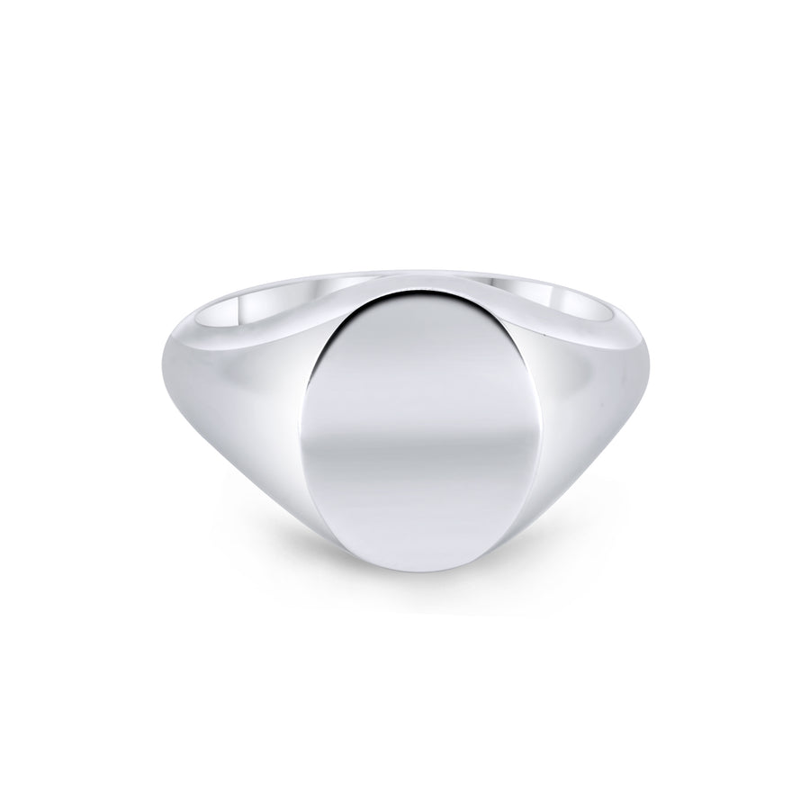 Oval White Gold Signet Ring 13mm x 11mm