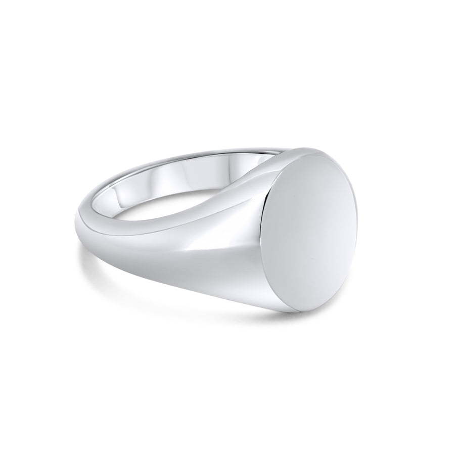 Oval Platinum Signet Ring 13mm x 11mm