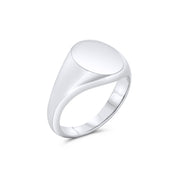 Oval White Gold Signet Ring 13mm x 11mm