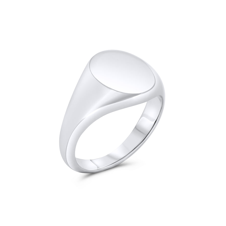 Oval Platinum Signet Ring 14mm x 12mm