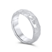 Platinum Heavy Hammered Wedding Ring